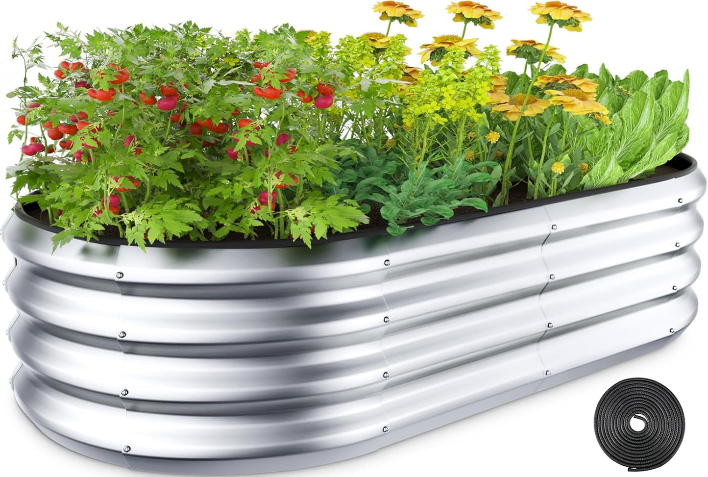 4x2x1 Ft Galvanized Metal Garden Bed(Silver)