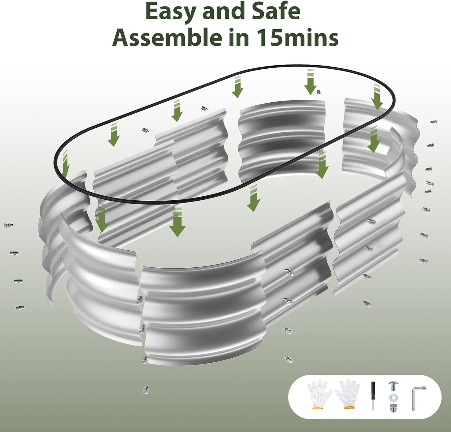 4x2x1 Ft Galvanized Metal Garden Bed(Silver)