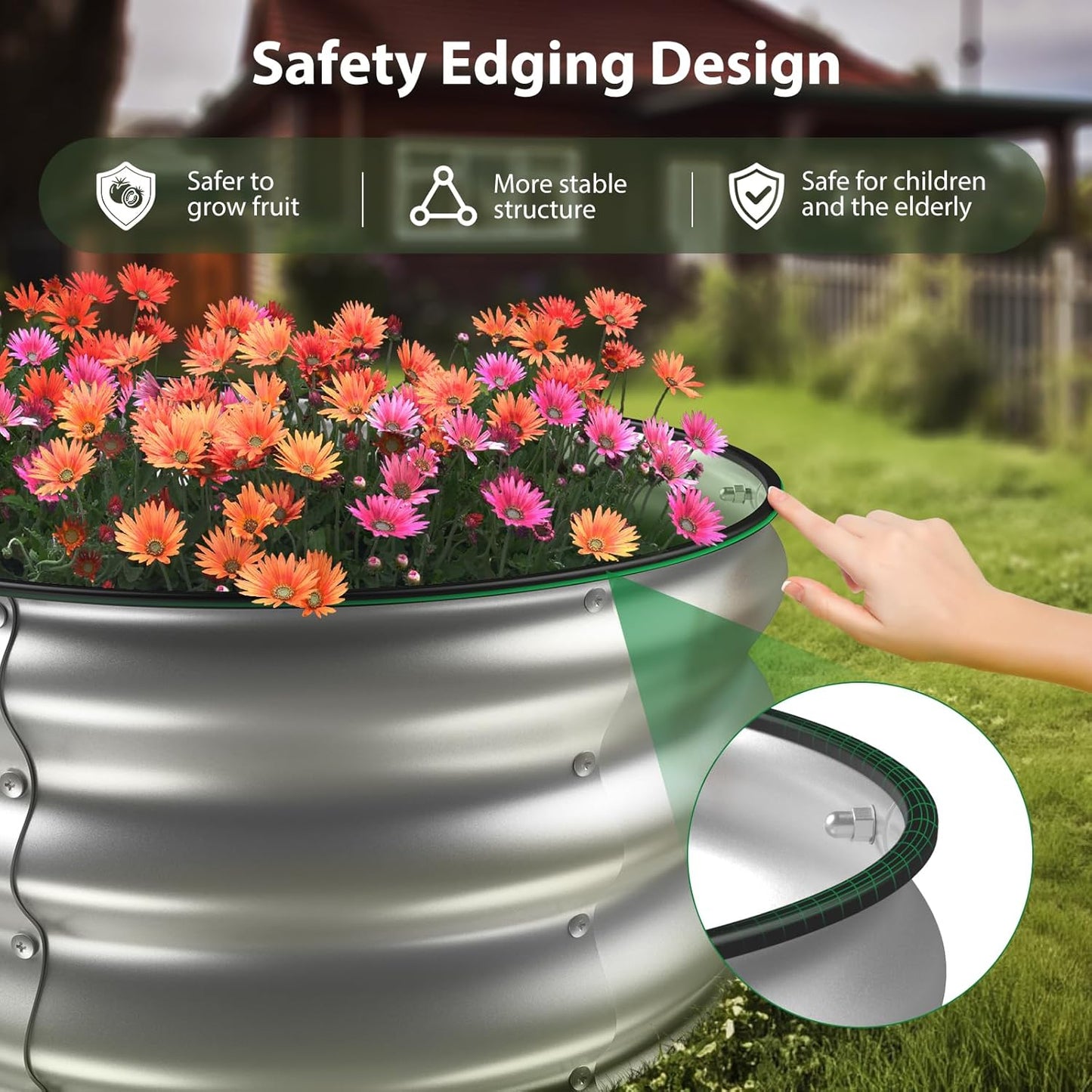 4x2x1 Ft Galvanized Metal Garden Bed(Silver)