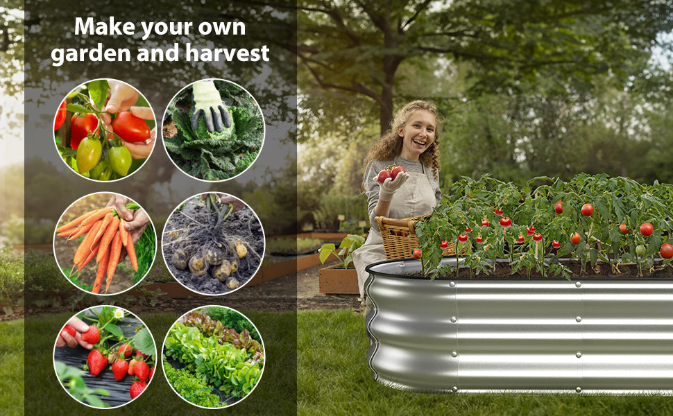 4x2x1 Ft Galvanized Metal Garden Bed(Silver)