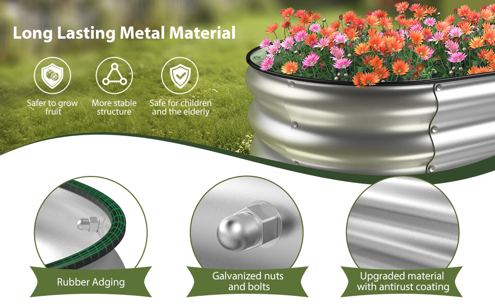 4x2x1 Ft Galvanized Metal Garden Bed(Silver)