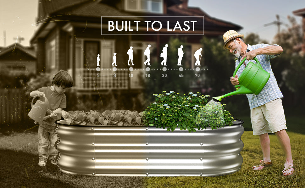 4x2x1 Ft Galvanized Metal Garden Bed(Silver)