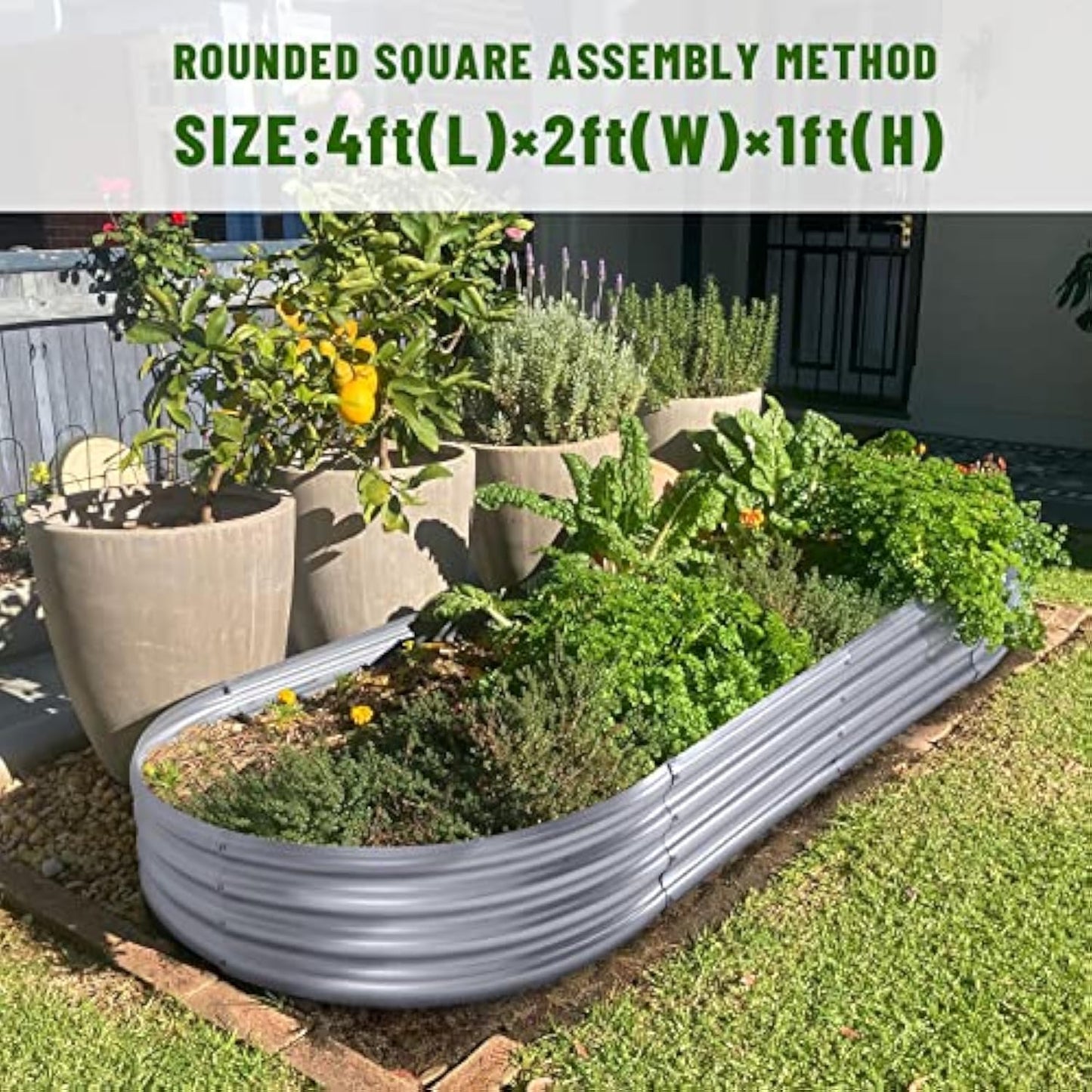 4x2x1 Ft Galvanized Metal Garden Bed(Silver)