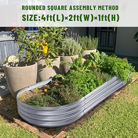 4x2x1 Ft Galvanized Metal Garden Bed(Silver)