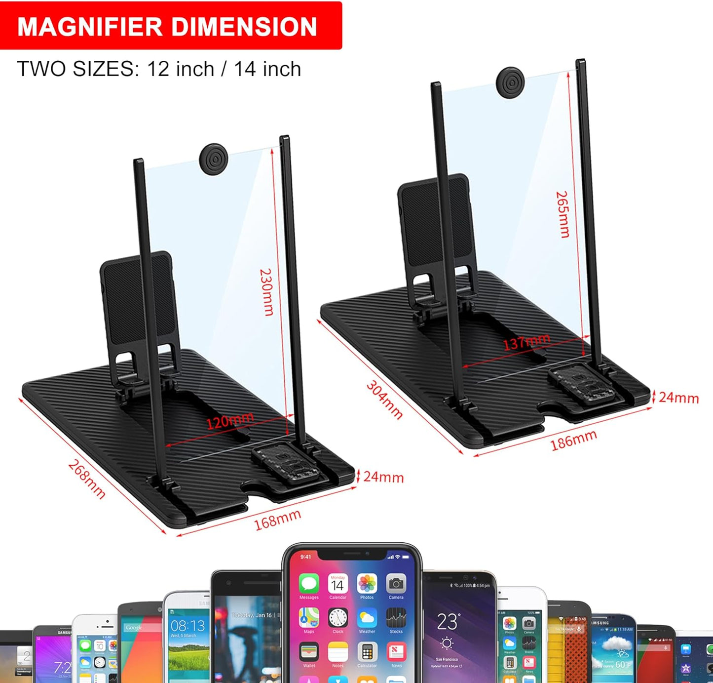 14" HD Phone Screen Magnifier with Bluetooth Remote