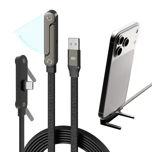 MFi-Certified Cables🔥2-in-1 Invisible Holder Charger Cable - 240W Fast Charging Cord with Built-In Phone Stand