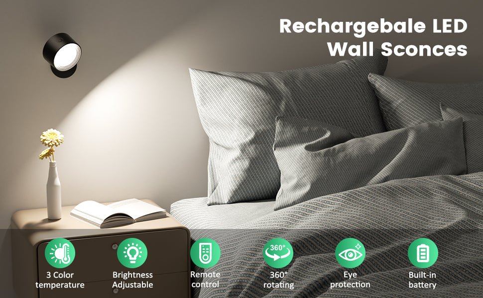 360° Touch-Control LED Wall Light – wireless & USB rechargeable