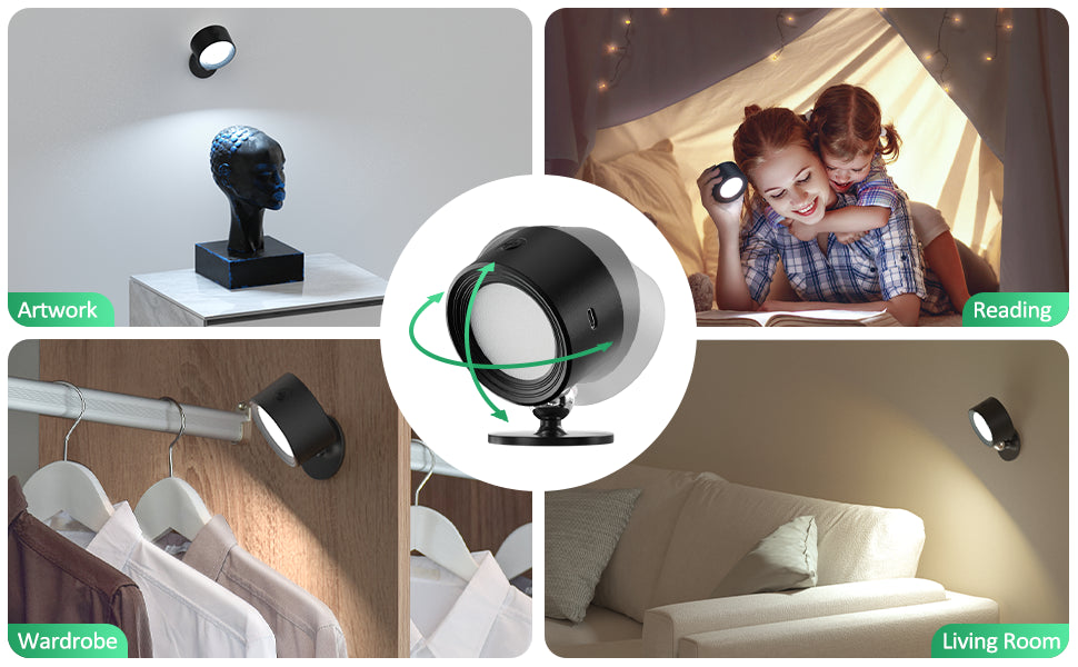 360° Touch-Control LED Wall Light – wireless & USB rechargeable