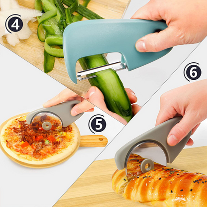 5-Piece Kitchen Gadget Set – Cheese Grater, Bottle Opener, Peeler, Pizza Cutter, And Cooking Tool