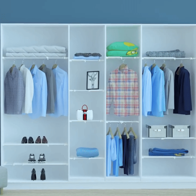 Heavy-Duty No-Drill Expandable Tension Shelf | Wardrobe Kitchen Bathroom Organizer