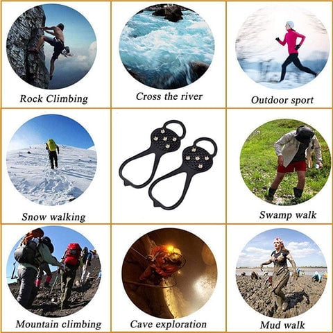 Ice Cleats for Shoes & Boots | Anti-Slip Traction Crampons for Snow & Ice Walking