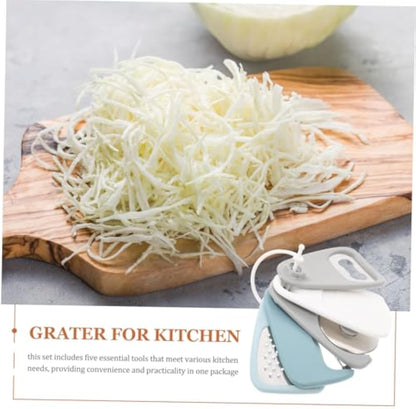 5-Piece Kitchen Gadget Set – Cheese Grater, Bottle Opener, Peeler, Pizza Cutter, And Cooking Tool