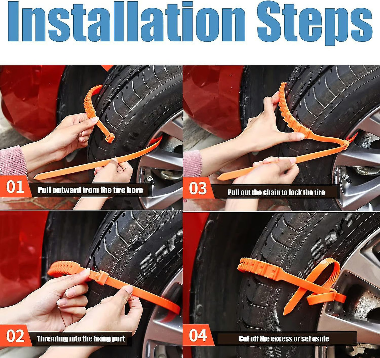 Universal Reusable Anti-Skid Snow Tire Chains